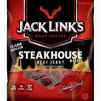 Jack Links Steakhouse Beef Jerky 2.8oz · Beef jerky with a with flame-grilled pops of garlic, peppers, and onion.