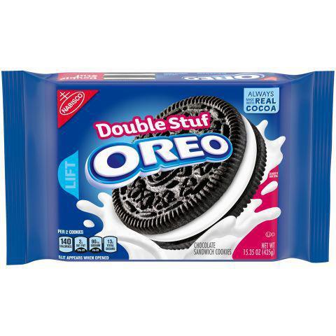Nabisco Oreo Double Stuf 15.35oz · Stuffed with twice the OREO creme, these chocolate sandwich cookies are supremely dunkable