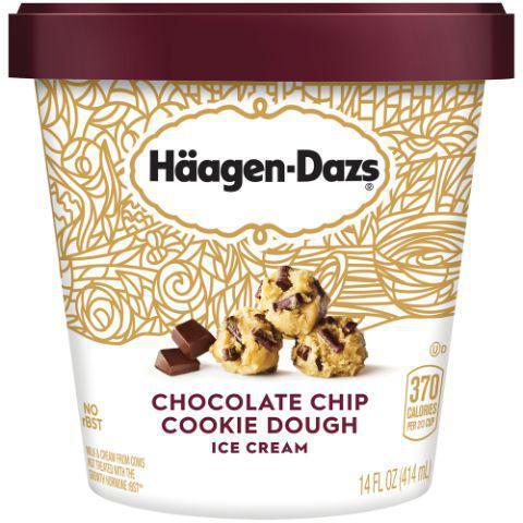 Haagen Dazs Chocolate Chip Cookie Dough Pint · HÄAGEN-DAZS Chocolate Chip Cookie Dough Ice Cream combines buttery cookie dough and rich chocolaty chips into vanilla ice cream for a distinctive taste