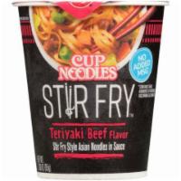 Cup of Noodles Stir Fry Teriyaki Beef 3oz · Authentic teriyaki beef flavor tossed with high-quality vegetables like green beans and cabb...