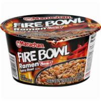 Maruchan Fire Bowl Ramen Noodle Soup Spicy Beef 3.49oz · Ramen noodle soup infused with aromatic peppers that slowly build with every bite.