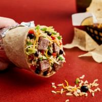 Joey Bag of Donuts Burrito · Tortilla wrapped with seasoned rice, beans, shredded cheese, pico de gallo and choice of pro...