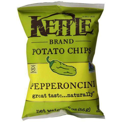 Kettle Chips Pepperoncini 2oz · Kettle Brand Pepperoncini Chips are peppery, vinegary and vibrating with just the right amount of heat.