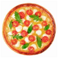 White Pizza · Olive oil base with fresh basil, fresh garlic, mozzarella and ricotta dollops.