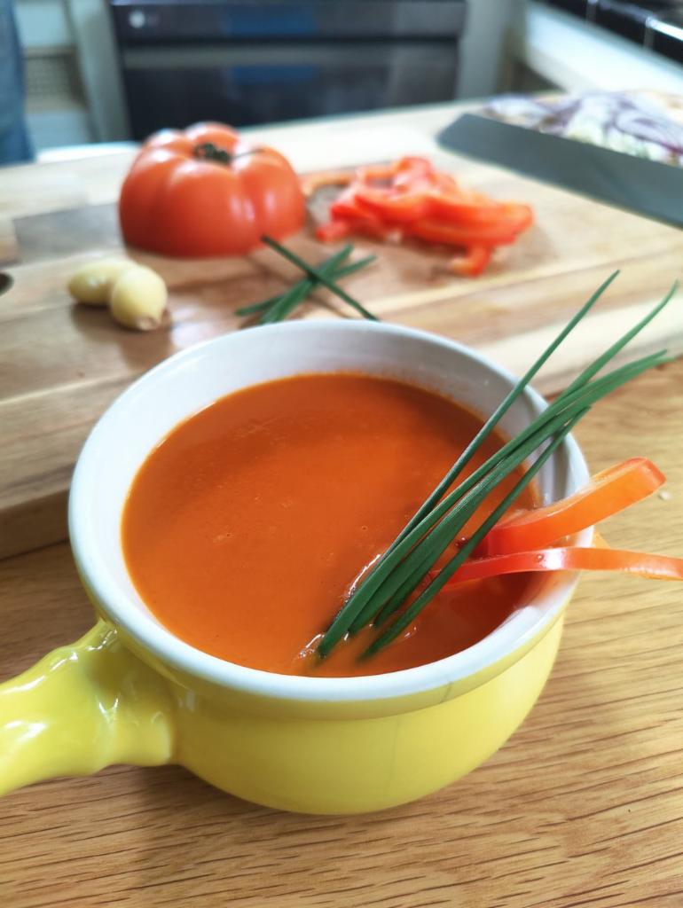 Tomato Bisque · Roasted tomatoes blended into creamy perfection for this savory feel-good soup. Try it with a delicious grilled cheese for the perfect meal. Vegetarian. Gluten free.