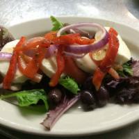 Fresh mozzarella and tomato · Roasted peppers and Balsamic reduction 