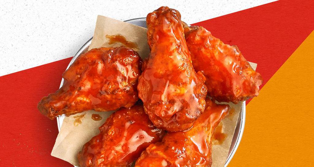 Wings · Flavorful bone-in wings tossed in your favorite sauce (hot, mild, garlic parmesan, BBQ, or plain)