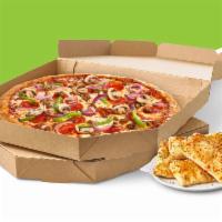 Value Pack 1 · One large 1-Topping Pizza, one large Meat Eater or Supreme Pizza, Cinnamon Rolls or Cheesy B...