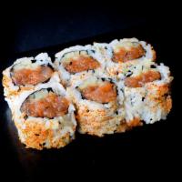 R13. Spicy Tuna Roll · 6 pieces. Chopped tuna and cucumber with sesame seeds. Spicy.