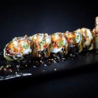 R15. Jalapeno Roll · 6 pieces. Smoked salmon, shrimp tempura, cream cheese, jalapeno deep fried topped with eel s...