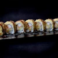 R18. Crunch Roll · 8 pieces. Shrimp tempura, crabmeat and cucumber topped with crunch and eel sauce.