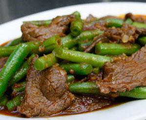 81. Beef with String Beans · Served with rice. Hot and spicy.