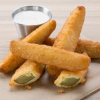 Fried Pickle Spears (5) · Served with ranch.