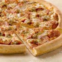 John's Favorite Pizza · Pepperoni, sausage, a six cheese blend and Italian seasoning.