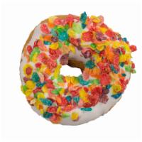 Fruity Crunch · Fruity Pebbles on a ring donut