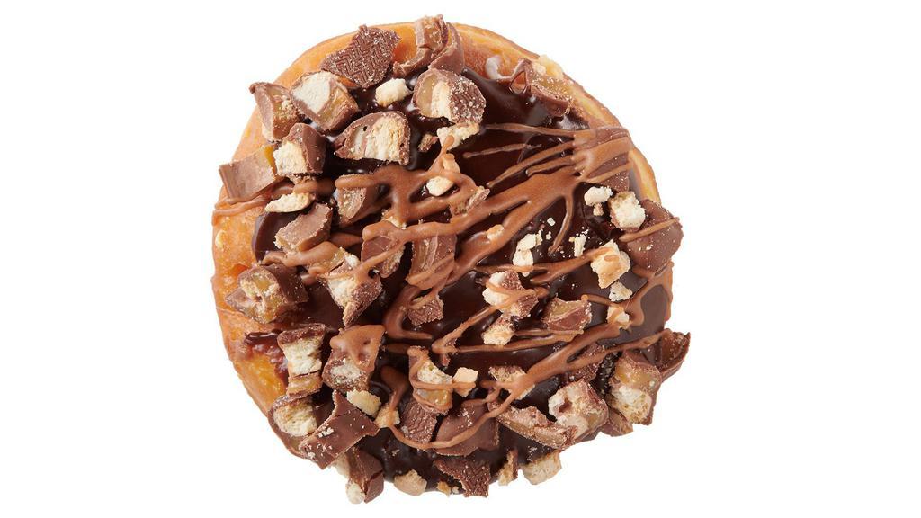 Tricky Twix · Left Twix, Right Twix?  BOTH! Bavarian Bismarck with chocolate, crushed Trix and caramel drizzel. 