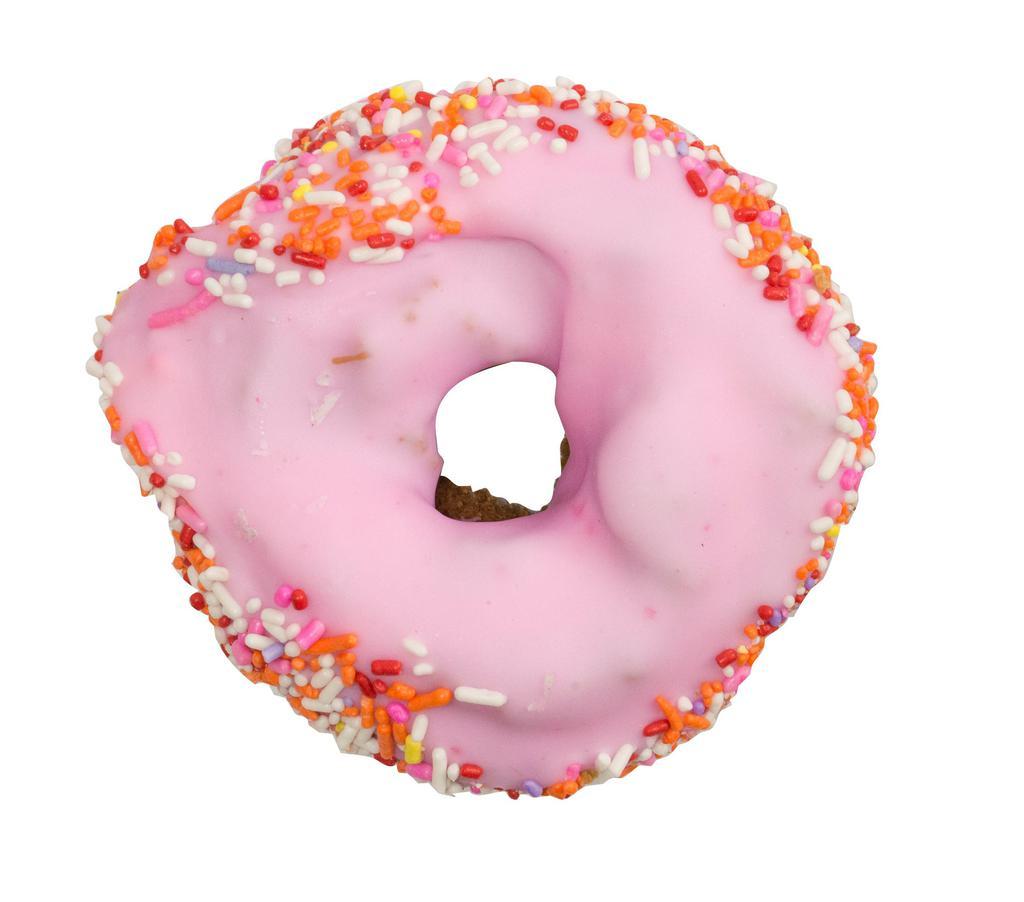 Pinkie Swear · A donut with pink icing and sprinkles. 
