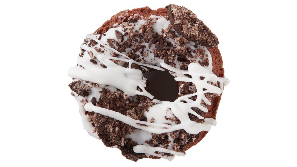 Cookie Crunch · Chocolate cake with white icing and chocolate sandwich cookie crumbs.