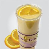 Orange Obsession - 32 oz · Orange & Mango Passion Fruit Juice, Honey, Strawberries, Banana, & Orange Sherbet