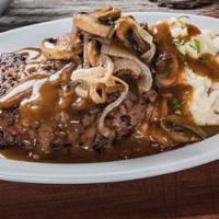 The Big Fatz Chopped Steak · Generous 14 oz. chopped steak, fire-grilled, and smothered with roasted mushrooms and onions...