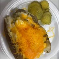 #1. Cheese Spud · Served with margarine & heaped with cheddar cheese.