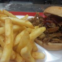 #2. Chopped B.B.Q. Beef Sandwich Special · Served with 1 side order & soft drink.