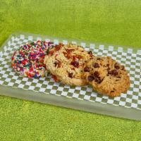 Cookie Trio · One of each: Chocolate Chip Cookie, Rainbow Sprinkle Cookie, Kitchen Sink Cookie. Contains: ...
