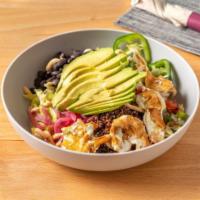 Quinoa Salad · Quinoa salad//Iceberg lettuce, quinoa, black beans, pico de gallo, pickled onion, grilled qu...