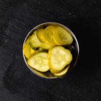 Side Sweet Pickles (gf,v) · Sweet pickled cucumbers. (45 cal)