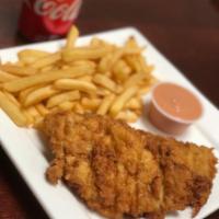 Personal Fried Chicken Breast Slice/ Pechuga de Pollo Frita · Kitchen Order for One serving size of Fried Chicken Breast with side order of Tostones or Fr...