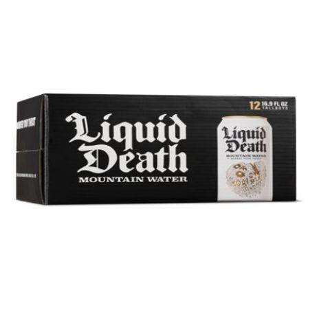 Liquid Death Mountain Water 12 Pack 16.9oz · Naturally sourced from a deep underground mountain source, Liquid Death is packed with electrolytes to instantly quench your thirst.