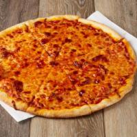 Cheese Pizza · Savory pie with a dough base topped with sauce and cheese.