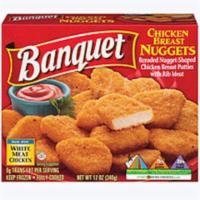 Banquet Chicken Nuggets 12oz · Made with 100% natural white-meat chicken Microwaved or oven-baked, these nuggets are a quic...
