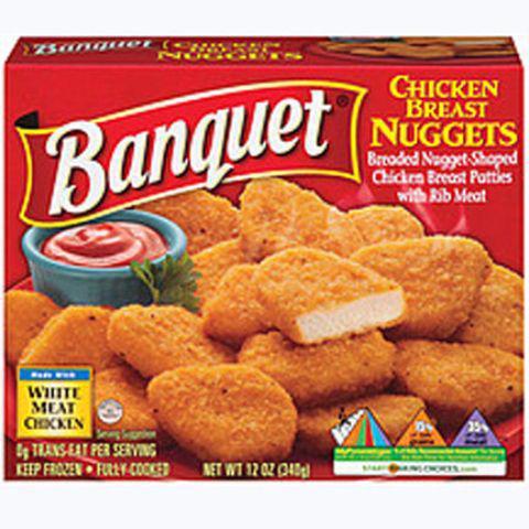 Banquet Chicken Nuggets 12oz · Made with 100% natural white-meat chicken Microwaved or oven-baked, these nuggets are a quick, tasty treat without artificial colors, artificial flavors, or preservatives.