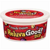 Heluva Good Dip French Onion 12oz · French Onion Cream Dip is made with sour cream and spices and has a smooth consistency