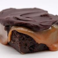 Chocolate Caramel Brownie · Rich fudge brownie with a chocolate ganache and caramel