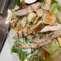 Caesar Salad with Grilled Chicken · Crispy romaine with crouton, egg and Parmesan cheese. Served with garlic bread.