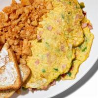 Omelette Platter · All Platters Served With Home Fries Or Grits & White Buttered Toast.
Western Omelette: peppe...