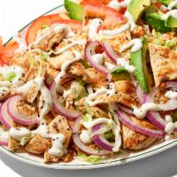 California Salad · Grilled chicken, red onions, lettuce, tomatoes and avocado.