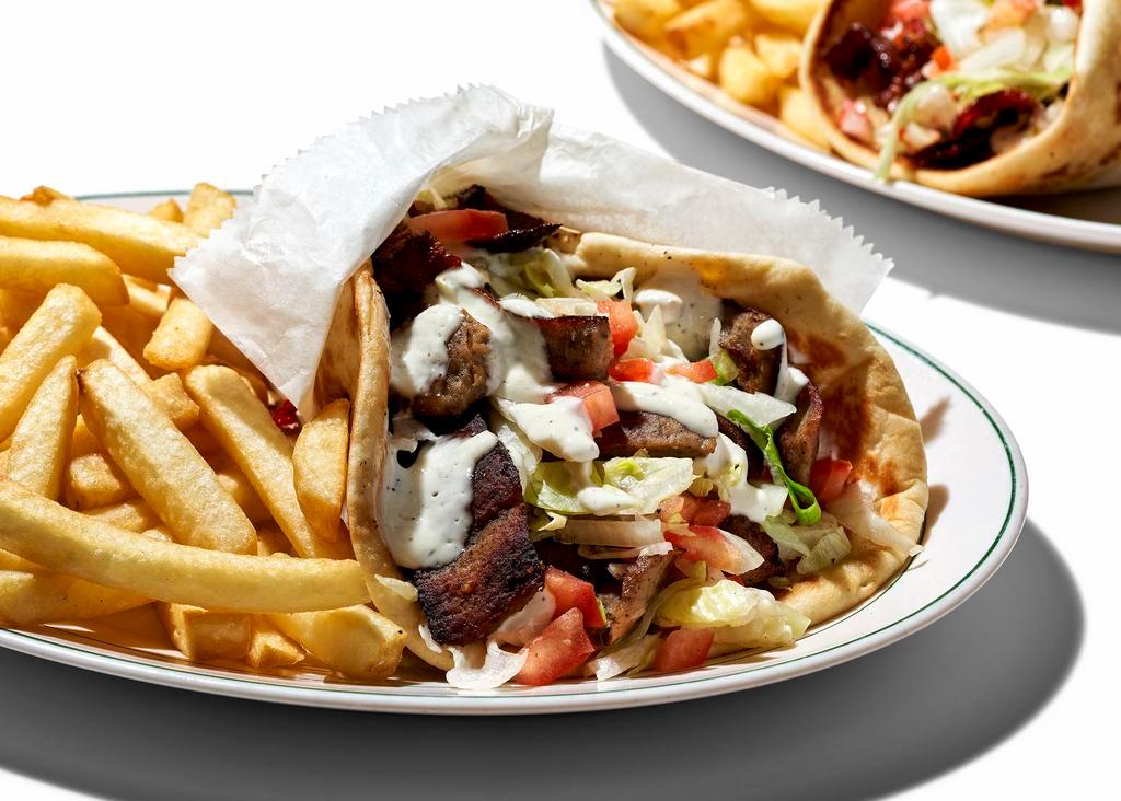 Gyro Platter · Platters served with french fries lettuce and tomatoes.