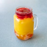 Strawberry Mango Madness  · 24 oz. Strawberry fruit topping, mango slush and rainbow jelly. 