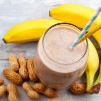 Simple Protein Smoothie · Banana, peanut butter, whey protein, organic raw agave, and soy milk.