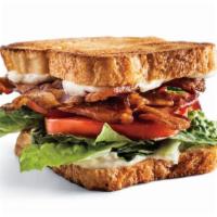 Traditional BLT · 5 crispy slices of turkey or beef bacon with fresh sliced tomatoes, lettuce and mayo.