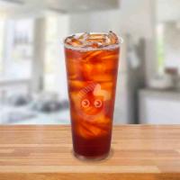 Passion Fruit Black Tea · Made with passion fruit juice, adds a tartness to a bold earthy black tea. Served cold only.