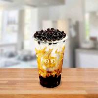 Lava Pearl Latte · Fine Brown sugar caramelized pearls topped with fresh Lactaid milk. Lactose free. Caffeine-f...