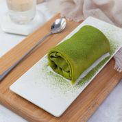 Matcha Crepe Roll · matcha crepe wrapped with matcha sauce, whip cream and red bean.