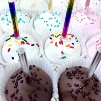 Cake Pops (Assorted) · Cake mixed with buttercream, rolled into a ball and dipped in chocolate. 