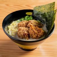 Karaage Ramen · 4 pieces fried chicken thigh and scallions with choice of broth.