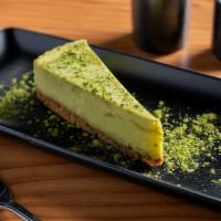 Matcha Cheesecake · Matcha green tea cheesecake.