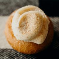 Cinnamon Roll  · Vanilla cream with cinnamon sugar added - our most popular donut.